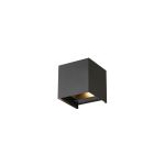 D'Lite Wandlamp Nova Aluminium Zwart Up & Down 4.9W 480lm - 830 Warm Wit | IP54 - Verstelbare Gradenbundel