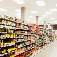 led panels in supermarket